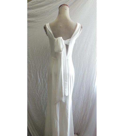 NEW LULUS This Bliss IVORY Sleeveless TIE-BACK Mermaid Maxi WEDDING DRESS Gown - Picture 13 of 16